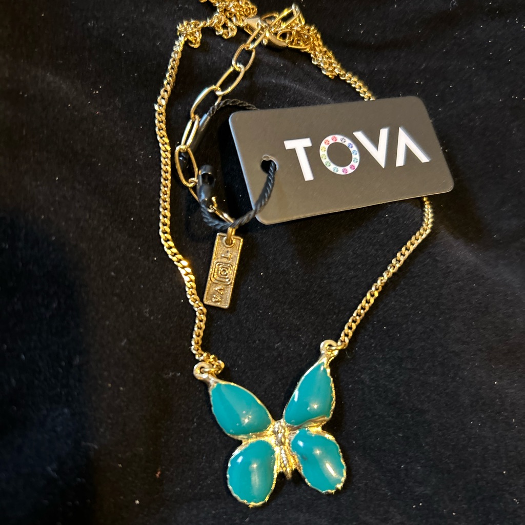 Tova Gold And Jade Butterfly Necklace 16-19” Chain